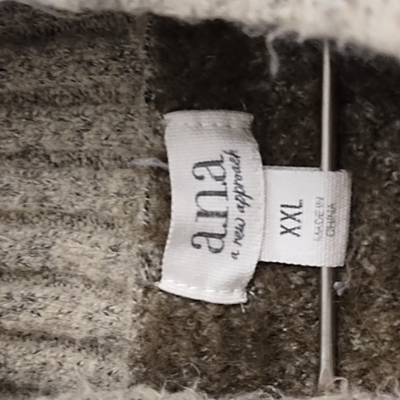 Ana XXL Soft Stretchy Mock Neck Winter Sweater Olive Tan Cream Black Comfy - Picture 7 of 12